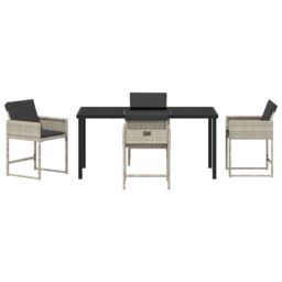 Berkfield Home 5 Piece Garden Dining Set with Cushions Light Grey Poly Rattan - thumbnail 6