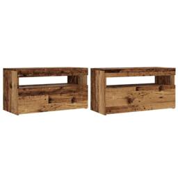 Berkfield Home TV Cabinets with LED Lights 2 pcs Old Wood Engineered Wood in Brown - thumbnail 1
