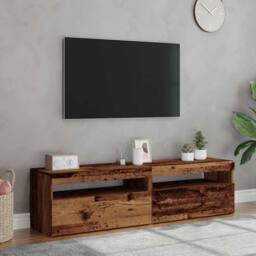Berkfield Home TV Cabinets with LED Lights 2 pcs Old Wood Engineered Wood in Brown - thumbnail 4