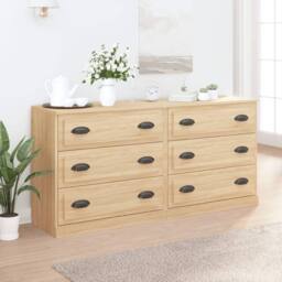Berkfield Home Sideboards 2 pcs Sonoma Oak Engineered Wood in Light Tan - thumbnail 2