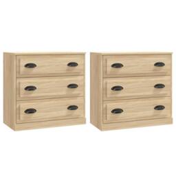 Berkfield Home Sideboards 2 pcs Sonoma Oak Engineered Wood in Light Tan - thumbnail 3