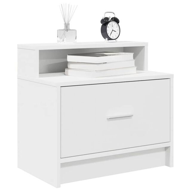 Berkfield Home Bedside Cabinet with Drawer White 51x31x47 cm - Size: 51 x 31 x 47 cm - image 1