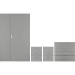 Seconique Dakotia 3 Door Wardrobe Bedroom Set in Light Grey - thumbnail 2