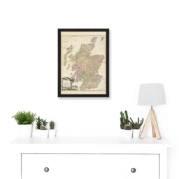 Artery8 Kitchin 1778 Map Scotland Counties North Britain Artwork Framed Wall Art Print A4 in Black - thumbnail 2