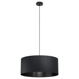 Loops Pendant Ceiling Light Colour Black Shade Large Round Black Fabric Bulb E27 1x40W - thumbnail 1