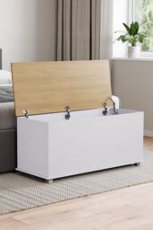Home Discount Vida Designs Arlington Storage Ottoman Contemporary Bedroom Furniture in White