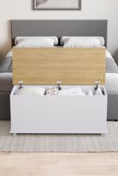 Home Discount Vida Designs Arlington Storage Ottoman Contemporary Bedroom Furniture in White - thumbnail 4