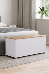 Home Discount Vida Designs Arlington Storage Ottoman Contemporary Bedroom Furniture in White - thumbnail 2