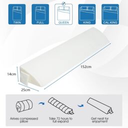 Gymax Wedge Pillow Queen Size Bolster Close the Gap Filler With Side Pocket in White - thumbnail 2