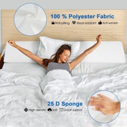 Gymax Wedge Pillow Queen Size Bolster Close the Gap Filler With Side Pocket in White - thumbnail 5