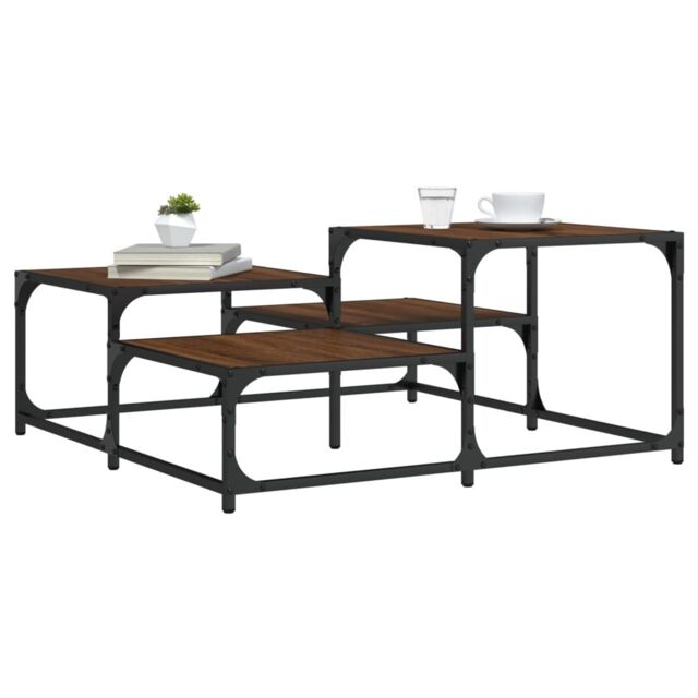 Berkfield Home Coffee Table Brown Oak 87.5x87.5x40 cm Engineered Wood - image 1