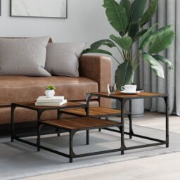 Berkfield Home Coffee Table Brown Oak 87.5x87.5x40 cm Engineered Wood - thumbnail 3