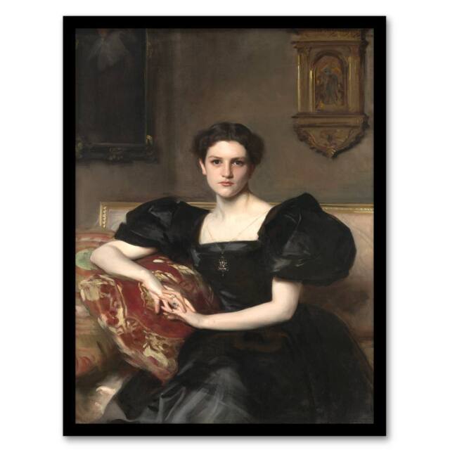 Artery8 John Singer Sargent Framed Wall Art Elizabeth Winthrop Chanler Portrait - Size: A4 - image 1