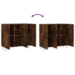 Berkfield Home Sideboard Smoked Oak 90x34x80 cm Engineered Wood in Brown - Size: 90 x 34 x 80 cm - thumbnail 9