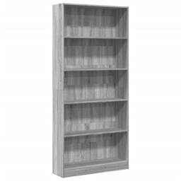 Berkfield Home Decorative Bookcase Grey Sonoma 80x24x176 cm Engineered Wood - Size: 80 x 24 x 176 cm - thumbnail 3