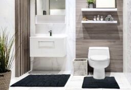 New Edge Blinds Ripple Collection Pure Cotton Jacquard 2pc Bath Set in Black - Size: 50 cm x 80 cm