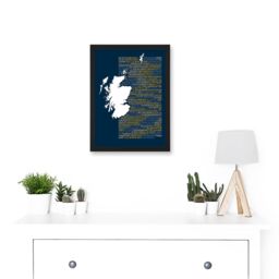 Artery8 Scotch Whisky Distilleries Typography Map Artwork Framed Wall Art Print A4 in Black - thumbnail 2