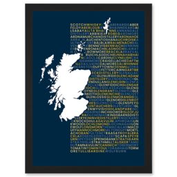 Artery8 Scotch Whisky Distilleries Typography Map Artwork Framed Wall Art Print A4 in Black - thumbnail 1