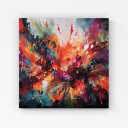 "Warren Reed - Designer A Vibrant Abstract Painting Of Halloween Canvas in Orange - Size: W16"" x H16""" - thumbnail 1