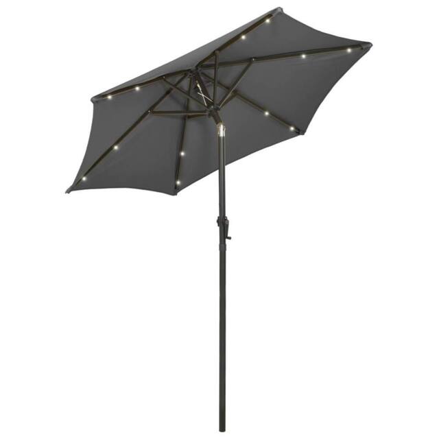 Berkfield Home Parasol with LED Lights Anthracite 200x211 cm Aluminium in Dark Grey - image 1