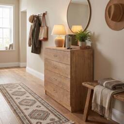 NESTLUNE 4 Drawer Chest Of Drawers Oak in Natural - Size: 100 cm x 15 cm - thumbnail 4