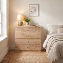 NESTLUNE 4 Drawer Chest Of Drawers Oak in Natural - Size: 100 cm x 15 cm - thumbnail 5