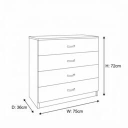 NESTLUNE 4 Drawer Chest Of Drawers Oak in Natural - Size: 100 cm x 15 cm - thumbnail 2