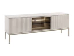 Vente-unique 3 - Door TV Unit With Leds In MDF & Smoked Glass - Beige & Black - thumbnail 3
