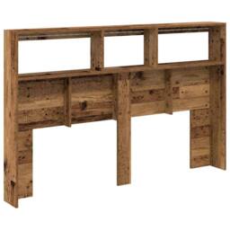 Berkfield Home Headboard Cabinet with LED Old Wood 160x17x102 cm in Brown - Size: 160 x 17 x 102 cm - thumbnail 9