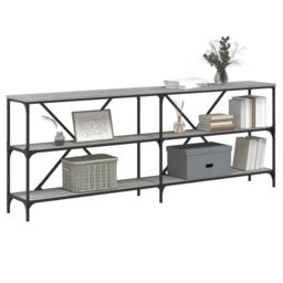 Berkfield Home Console Table Grey Sonoma 200x30x75 cm Engineered Wood & Iron - Size: 200 x 30 x 75 cm - thumbnail 3