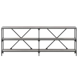 Berkfield Home Console Table Grey Sonoma 200x30x75 cm Engineered Wood & Iron - Size: 200 x 30 x 75 cm - thumbnail 4