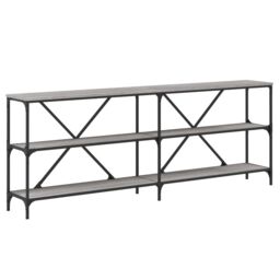 Berkfield Home Console Table Grey Sonoma 200x30x75 cm Engineered Wood & Iron - Size: 200 x 30 x 75 cm - thumbnail 2