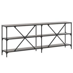 Berkfield Home Console Table Grey Sonoma 200x30x75 cm Engineered Wood & Iron - Size: 200 x 30 x 75 cm - thumbnail 6