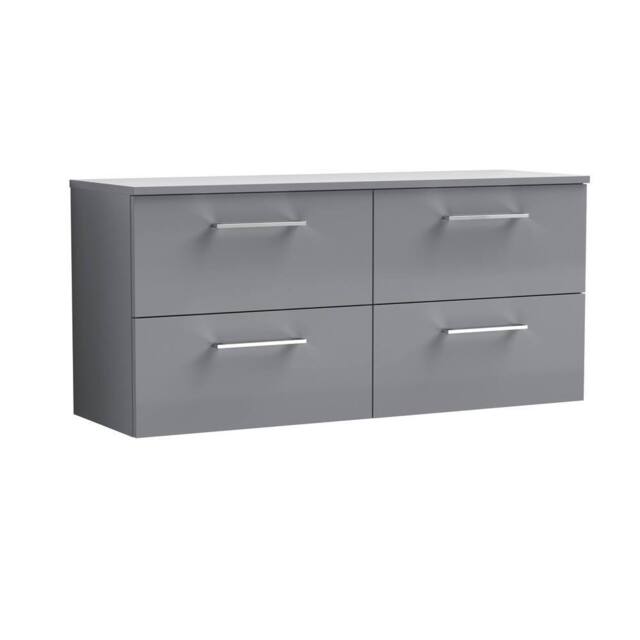 Balterley Level 1200mm Wall Hung 4 Drawer Vanity Unit with Worktop - Satin Grey - image 1