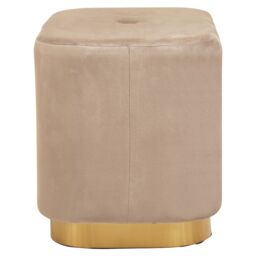 Orsina Dusty Pink Square Stool with Gold Base, Velvet Upholstered Makeup Stool, Pouffe Footstool with Modern Link in Light Brown - thumbnail 5