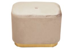 Orsina Dusty Pink Square Stool with Gold Base, Velvet Upholstered Makeup Stool, Pouffe Footstool with Modern Link in Light Brown - thumbnail 3