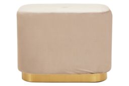 Orsina Dusty Pink Square Stool with Gold Base, Velvet Upholstered Makeup Stool, Pouffe Footstool with Modern Link in Light Brown - thumbnail 6