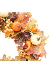 H&O Direct 50cm Artificial Wreath for Halloween Thanksgiving Decor in Orange - thumbnail 5