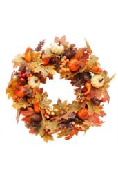 H&O Direct 50cm Artificial Wreath for Halloween Thanksgiving Decor in Orange