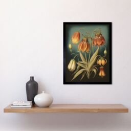 "Artery8 Wall Art Print Fritillaria Flower Plant Ernst Haeckel Inspired Plant Study Modern Watercolour Painting Art Framed in Black - Size: W12"" x H16""" - thumbnail 2