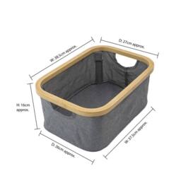 EONLION Foldable Bamboo Storage Basket in Grey - Size: 500mm - thumbnail 2