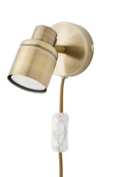 ValueLights Benton Single Adjustable Plug In Spotlight Wall Light in Gold - thumbnail 6