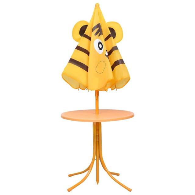 Berkfield Home Sturdy 3 Piece Kids' Garden Bistro Set with Parasol Yellow - image 1