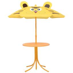 Berkfield Home Sturdy 3 Piece Kids' Garden Bistro Set with Parasol Yellow - thumbnail 3