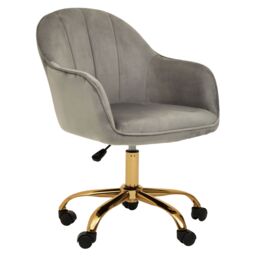 Orsina Brent Velvet & Gold Home Office Chair in Grey
