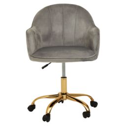 Orsina Brent Velvet & Gold Home Office Chair in Grey - thumbnail 3
