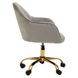 Orsina Brent Velvet & Gold Home Office Chair in Grey - thumbnail 4