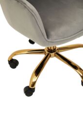 Orsina Brent Velvet & Gold Home Office Chair in Grey - thumbnail 6