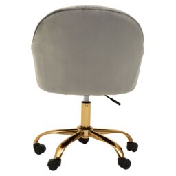 Orsina Brent Velvet & Gold Home Office Chair in Grey - thumbnail 5
