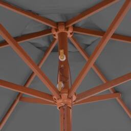 Berkfield Home Outdoor Parasol with Wooden Pole 270 cm Anthracite in Dark Grey - thumbnail 5